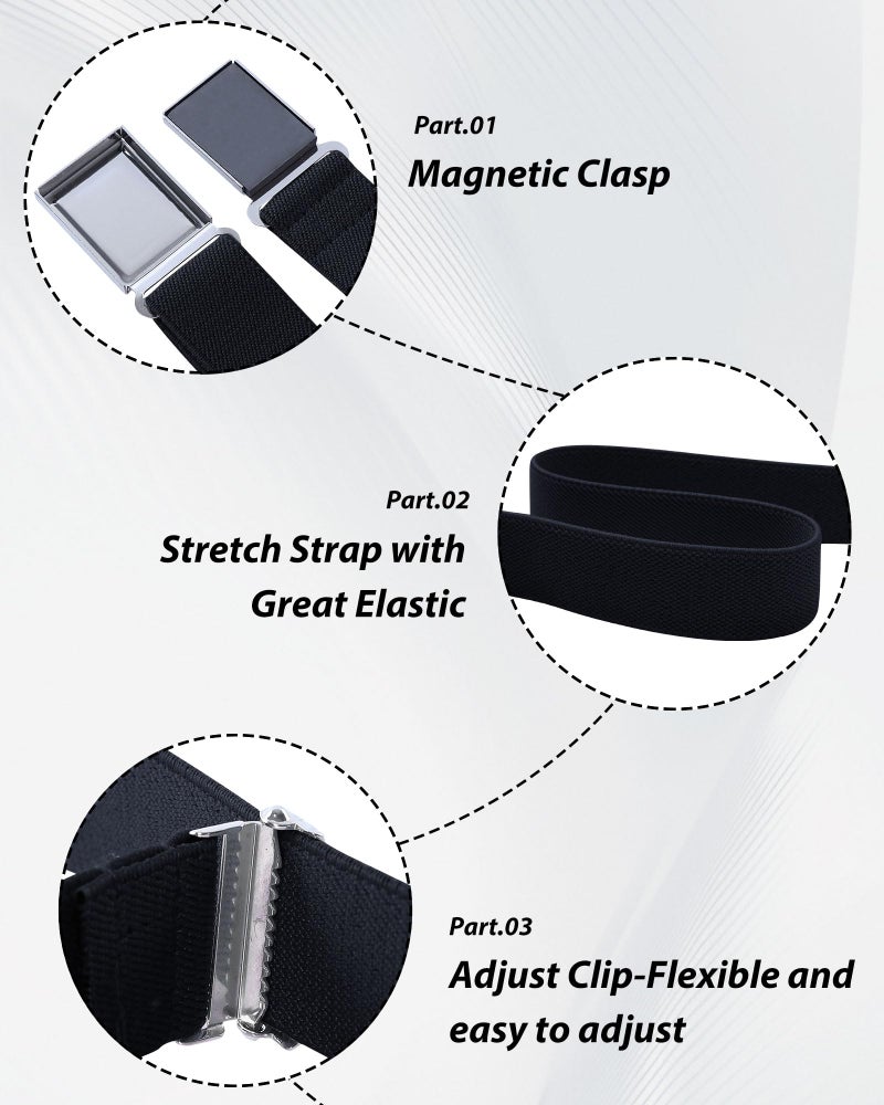 Kajeer 4PCS Kids Boys Adjustable Magnetic Belt - Big Elastic Stretch Belt with Easy Magnetic Buckle (Navy Blue/Grey/Black/Brown) - Image 4
